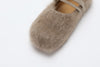 SWAYING Fall/Winter 2025 Collection: Cashmere-trimmed leather flat shoes SW-SW25AW4P06C2S36-TUO (Camel)